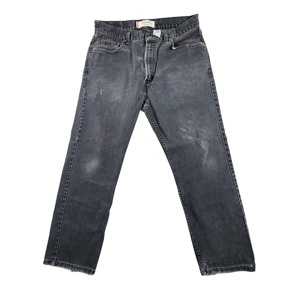 Levi's 505 Jeans Mens 36x30 Gray Denim Cotton Mid Rise Straight Leg Streetwear